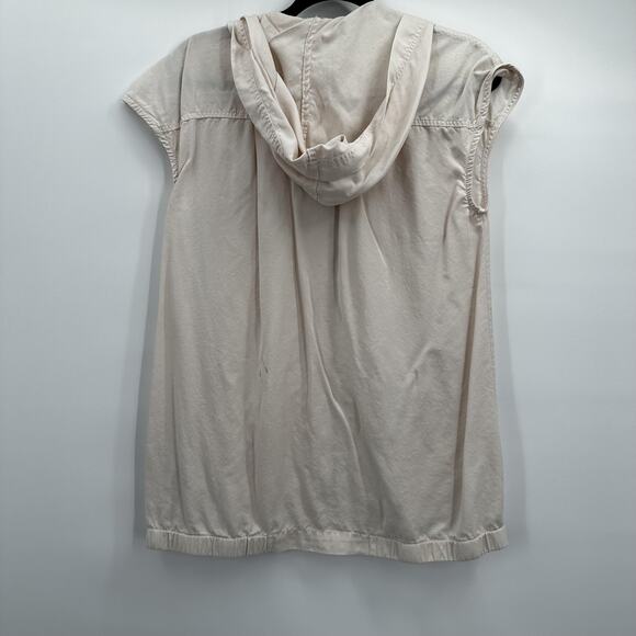 XCVI Vest Womens XS Beige Hooded Sleeveless 100% Tencel Utility Zip Pockets - Picture 4 of 12
